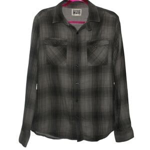 Converse Grey Flannel Woman's long Sleeve Button Down Size Medium